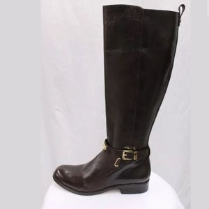 Michael Kors Arley Leather Riding Boots Gold Logo